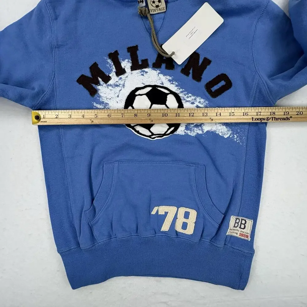 BB Vintage Hoodie Kids 2T Blue Milano Soccer Ball Graphic '78 Fleece Pullover